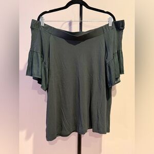 LOFT Off-Shoulder Dark Green Blouse